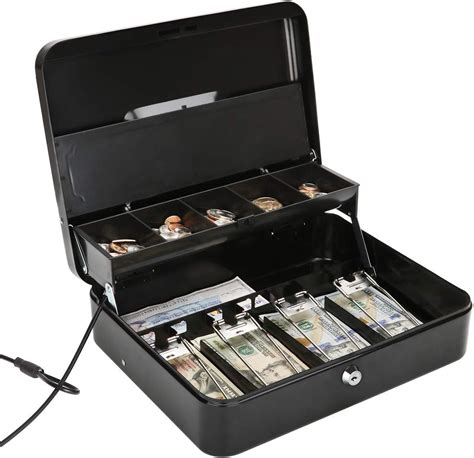 jssmst large cash metal money box|Jssmst Large Locking Cash Box with Money Tray, Metal Money .